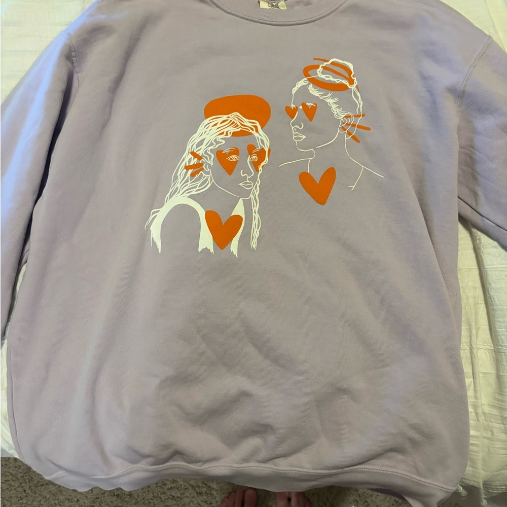 Comfort Colors Lavender and Orange Graphic Women Sweater